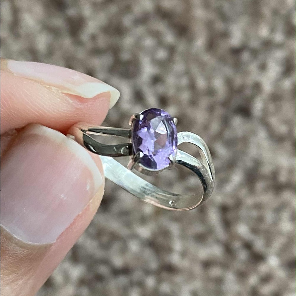 Handmade Beautiful Natural Amethyst Gemstone & Pure 925 Silver Ring